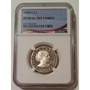 1980 S Susan B Anthony Dollar Proof PF69 UC NGC Flag Label